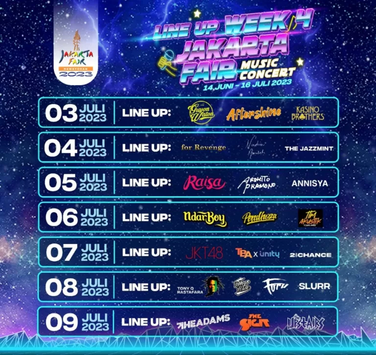 Jadwal Deretan Musisi Yang Akan Tampil Di Pekan Ke-4 Jakarta Fair