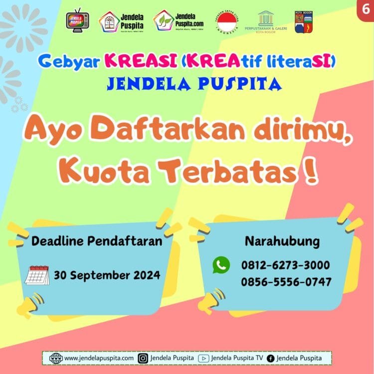 Tunjukkan Bakat Terbaikmu dalam Gebyar Kreasi, Lomba Kreatif Literasi Jendela Puspita dan Dapatkan Hadiah Menarik