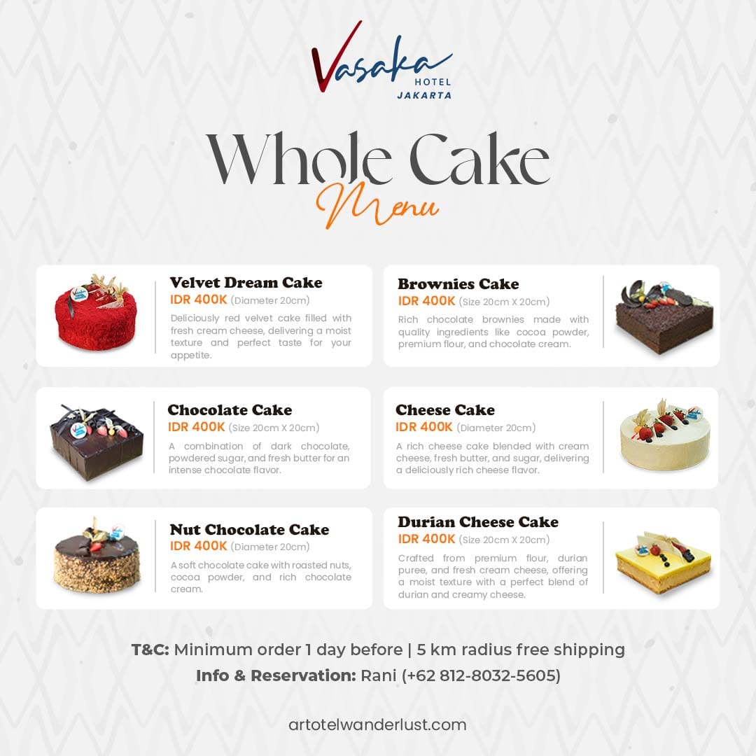 Nikmati Whole Cake khas Vasaka Hotel Jakarta - Vakansiinfo