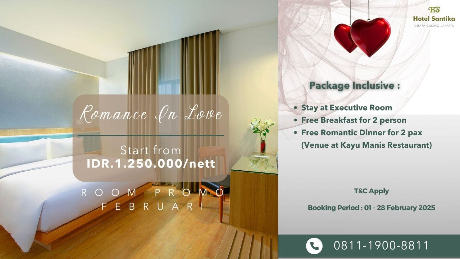 Romantic Dinner Halo Santika Kelapa Gading Lovers, Spesial di Bulan Februari Penuh Cinta Kami Sudah Siapkan Room Promo February Full Of Love