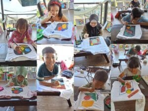 Anak-anak Unjuk Bakat dalam Resital Melukis di Atas Kaos Bareng Sanggar Obor Sakti