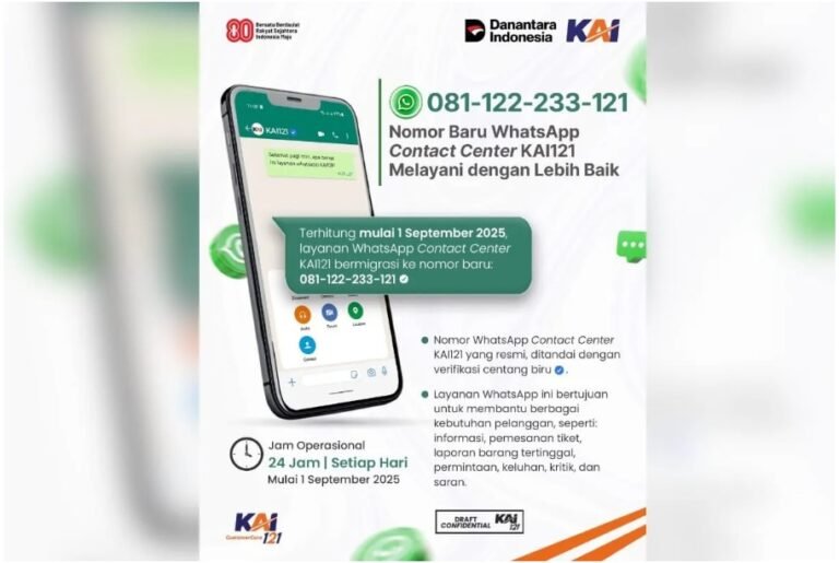 KAI Hadirkan Nomor WhatsApp Baru KAI121, Mudahkan Pelanggan Akses Layanan 24 Jam