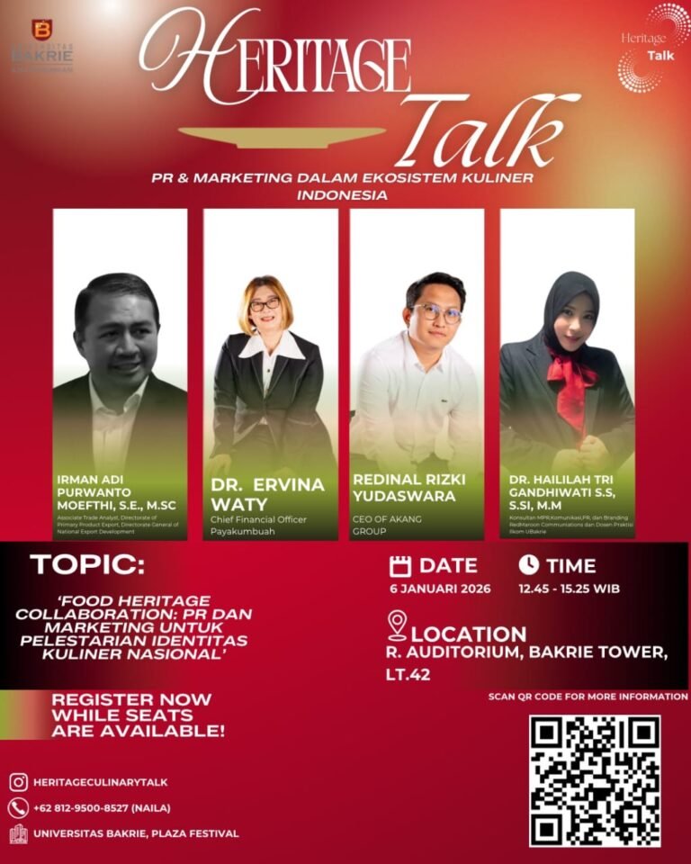 Diplomasi Kopi & Otentisitas Minang: Sinergi Universitas Bakrie, Kemendag, Bisnis Restoran, dan Praktisi dalam ‘Heritage Talk’ Agar Benteng Kuliner Tak Tergerus Zaman
