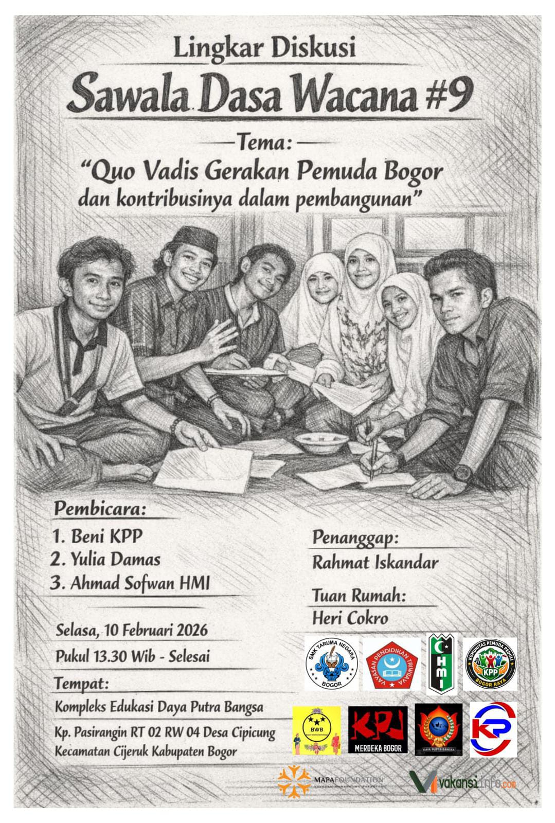 Pemuda Bogor Diajak Refleksi Arah Gerakan, Sawala Dasa Wacana #9 Digelar 10 Februari 2026