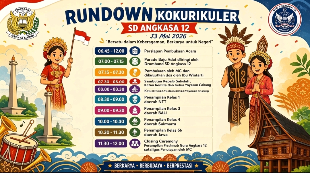 Penuh Warna! SD Angkasa 12 Halim Siap Gelar Pensi Budaya, Siswa Tampilkan Keberagaman Nusantara
