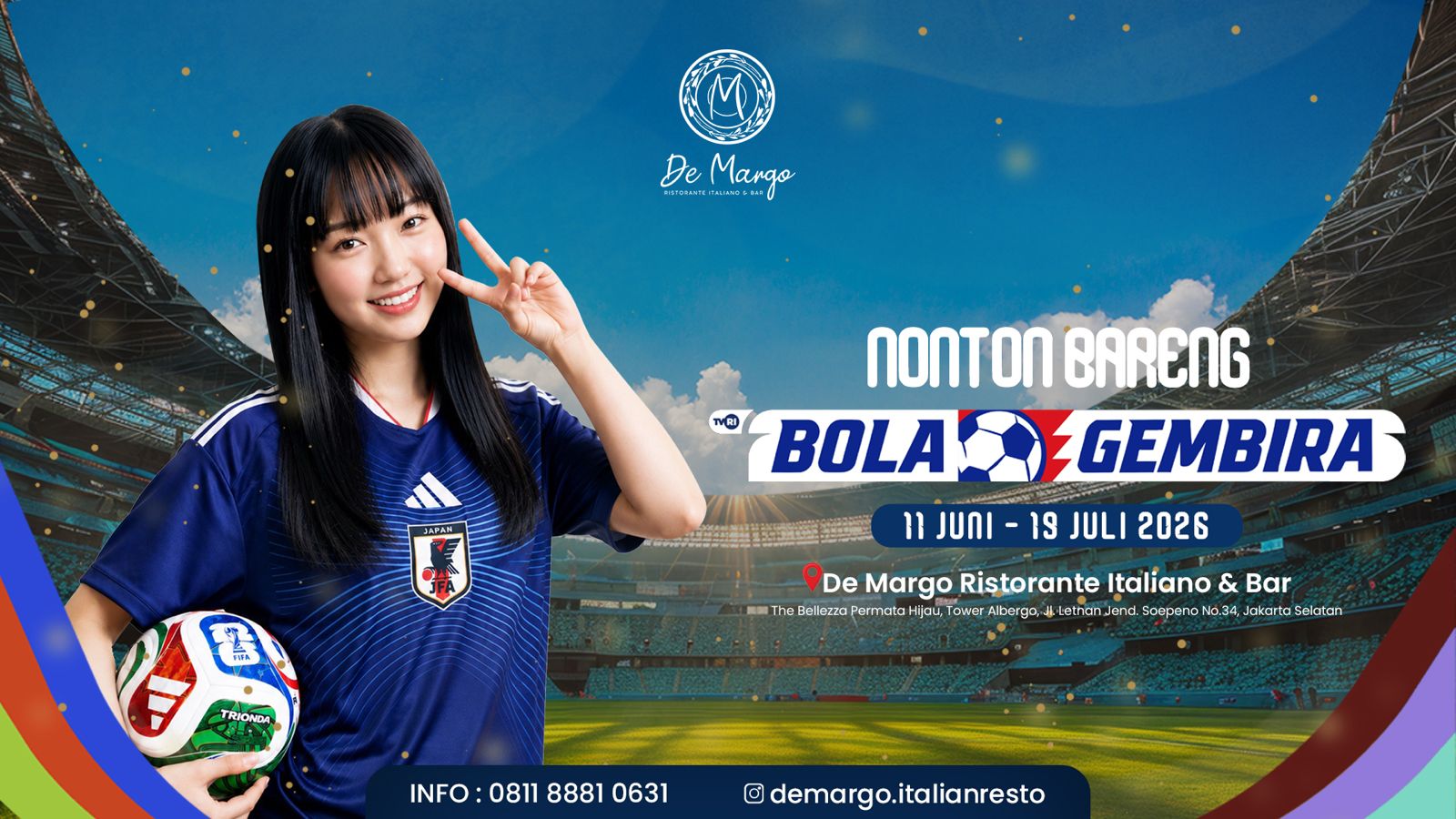 De Margo Italian Resto Hadirkan Nobar Bola Gembira 2026, Temani Keseruan Piala Dunia dengan Promo Menarik