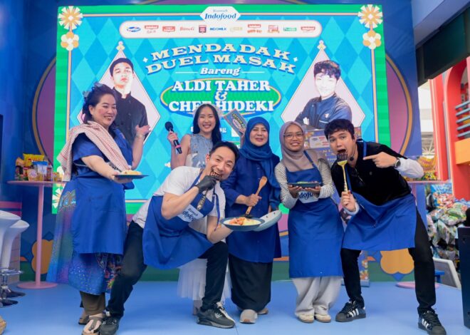 Aldi Taher vs Chef Hideki Bikin Heboh Jakarta Fair 2026, Pengunjung Rumah Indofood Dibuat Terhibur!