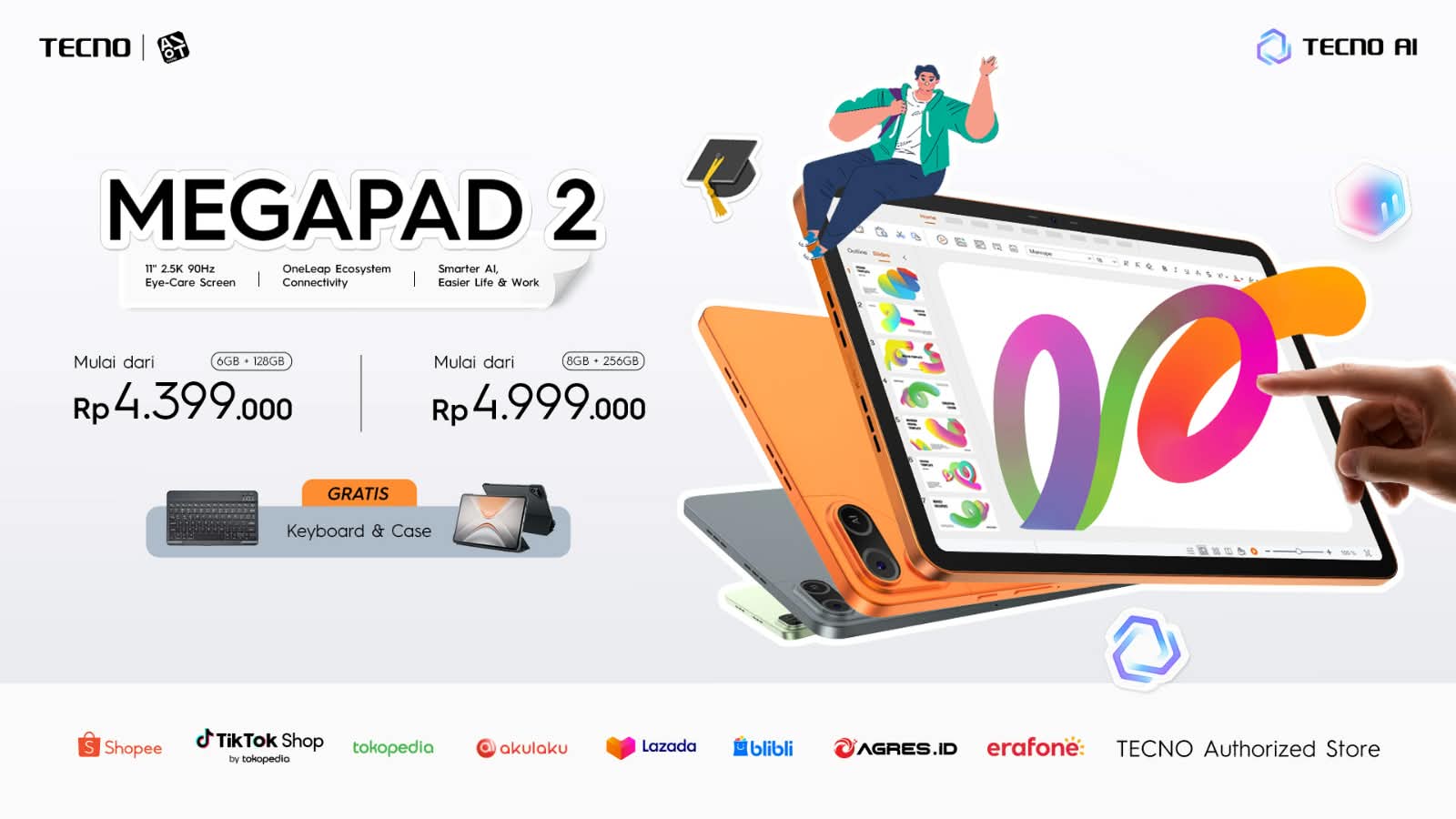 TECNO MEGAPAD 2 dan SE 2 Resmi Hadir di Indonesia, Bawa AI untuk Belajar hingga Hiburan