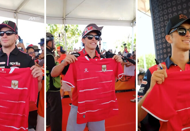 Jersey Timnas Indonesia Jadi Sorotan Pebalap MotoGP di Mandalika